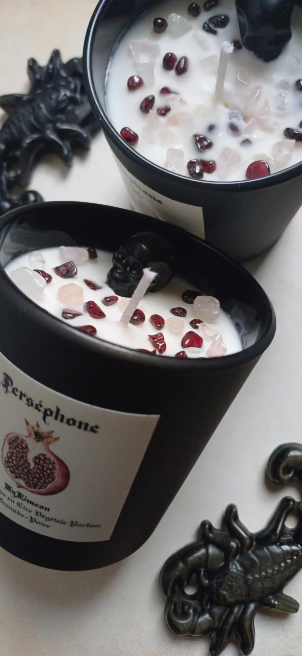 Bougie artisanale votive dédiée à la Déesse Perséphone